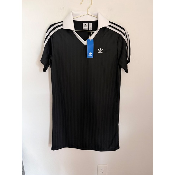 adidas Dresses & Skirts - Adidas Originals Women Black Shadow Stripe Jersey Polo Dress Short Sleeve Size M